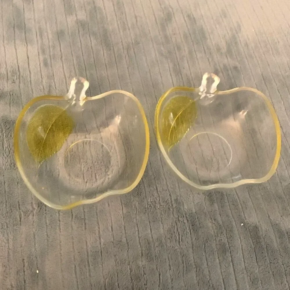 Vintage Indiana Glass Apple‑Shaped Clear Bowls – Set of 2